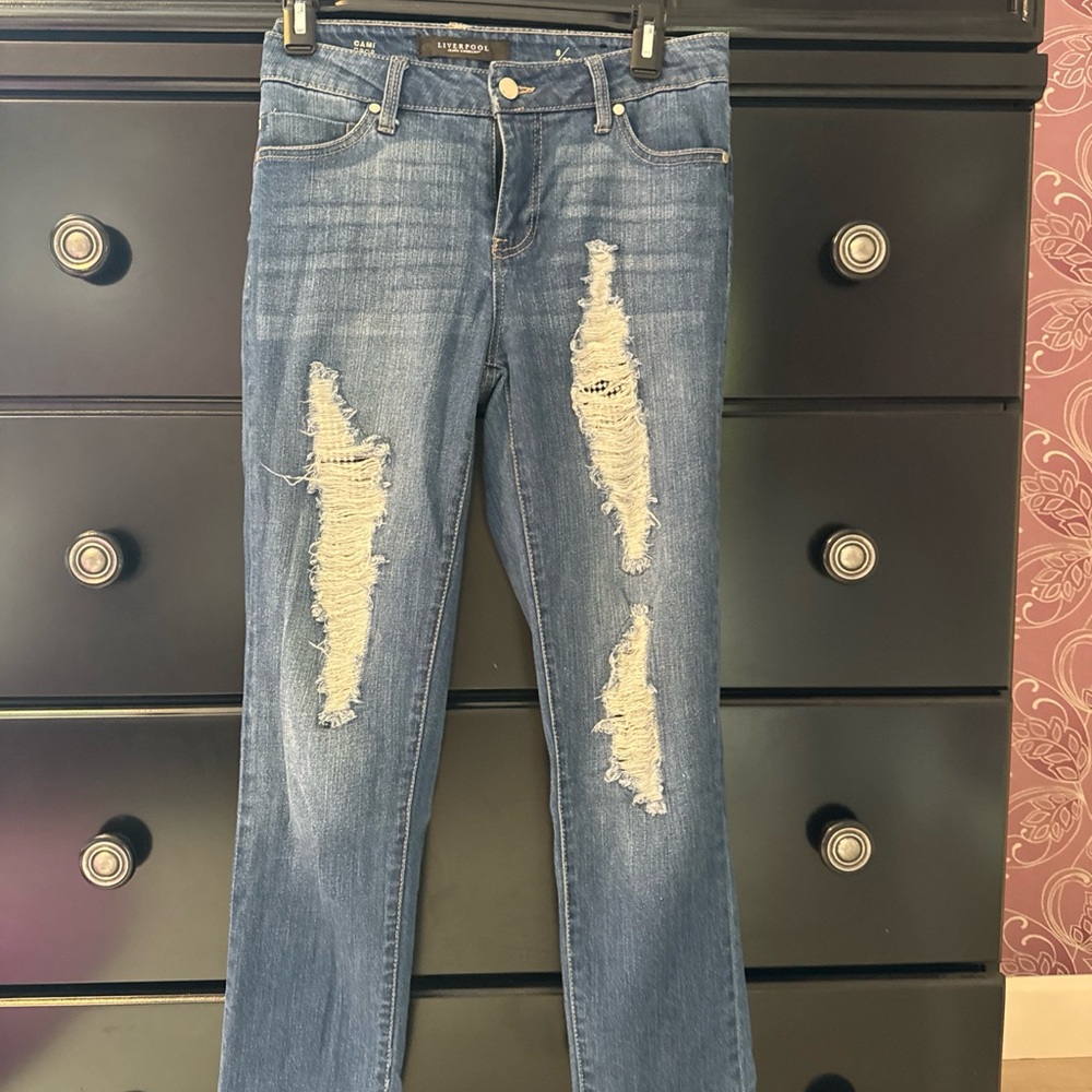 Liverpool Jeans Company Blue Distressed Straight Leg Jeans